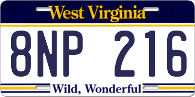 WV license plate 8NP216