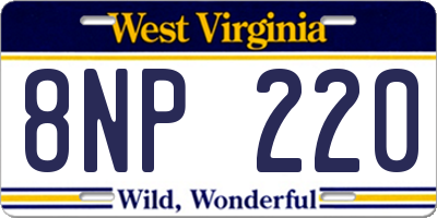 WV license plate 8NP220