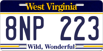 WV license plate 8NP223