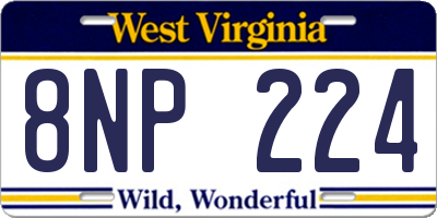 WV license plate 8NP224