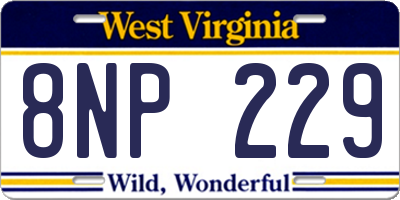 WV license plate 8NP229