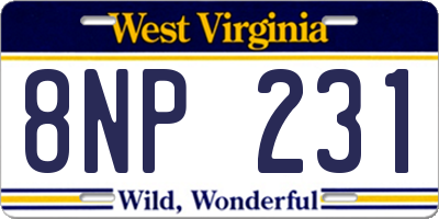 WV license plate 8NP231