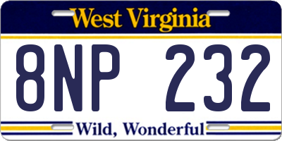WV license plate 8NP232