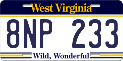 WV license plate 8NP233