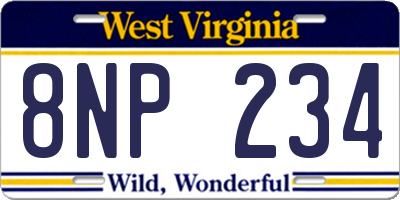 WV license plate 8NP234