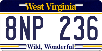 WV license plate 8NP236