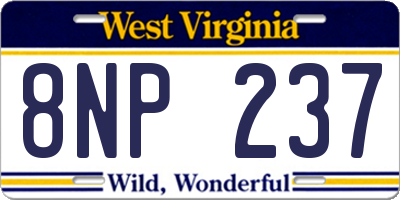 WV license plate 8NP237