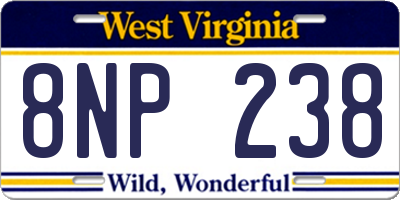 WV license plate 8NP238