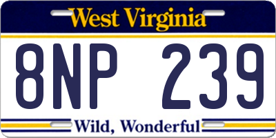 WV license plate 8NP239