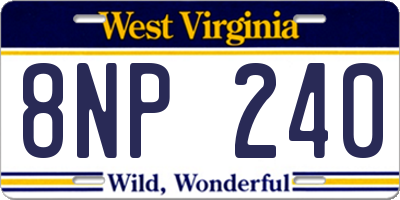 WV license plate 8NP240