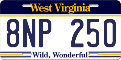WV license plate 8NP250