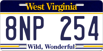 WV license plate 8NP254