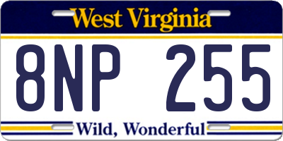 WV license plate 8NP255