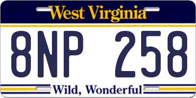 WV license plate 8NP258