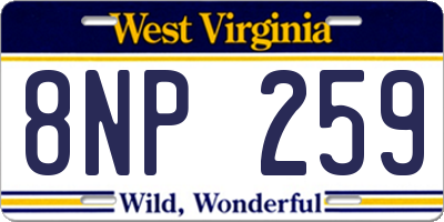 WV license plate 8NP259