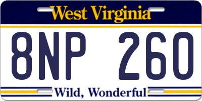 WV license plate 8NP260