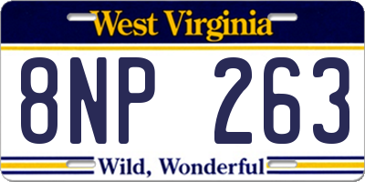 WV license plate 8NP263