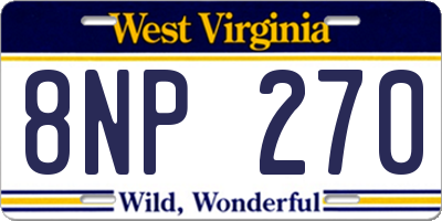 WV license plate 8NP270