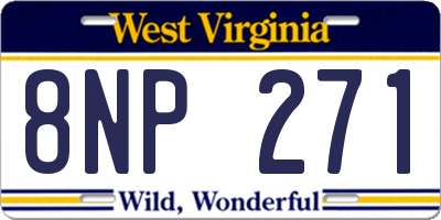 WV license plate 8NP271