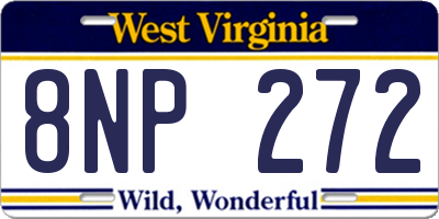 WV license plate 8NP272