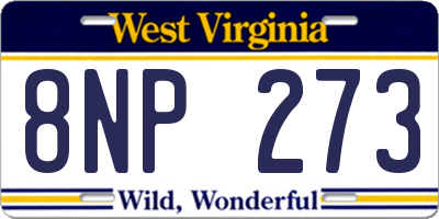 WV license plate 8NP273