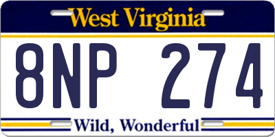 WV license plate 8NP274