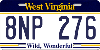WV license plate 8NP276