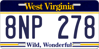 WV license plate 8NP278