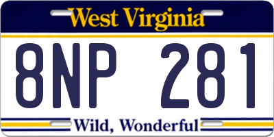 WV license plate 8NP281