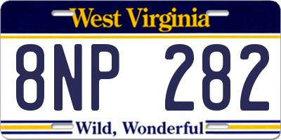 WV license plate 8NP282