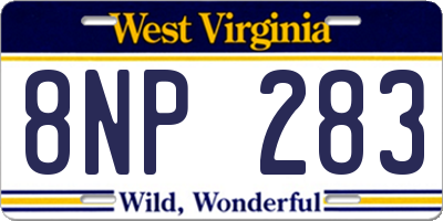 WV license plate 8NP283