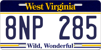 WV license plate 8NP285