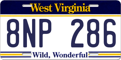 WV license plate 8NP286