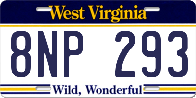 WV license plate 8NP293