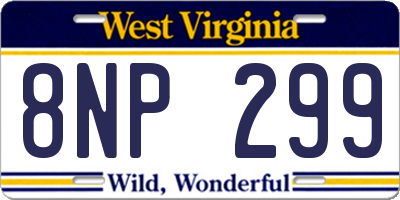 WV license plate 8NP299