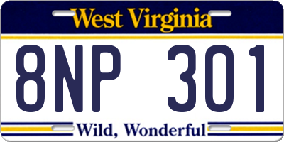 WV license plate 8NP301