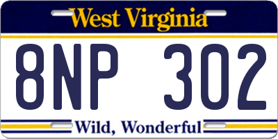 WV license plate 8NP302