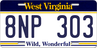 WV license plate 8NP303