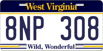 WV license plate 8NP308