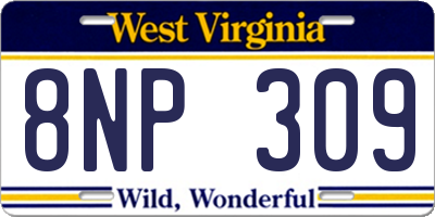 WV license plate 8NP309