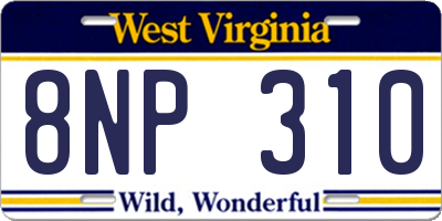 WV license plate 8NP310