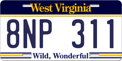 WV license plate 8NP311