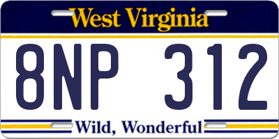 WV license plate 8NP312