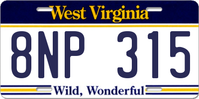 WV license plate 8NP315