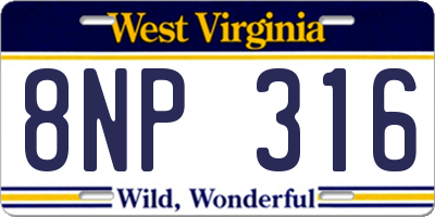 WV license plate 8NP316