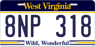 WV license plate 8NP318