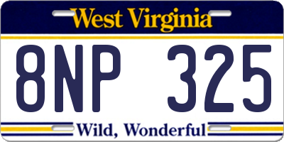 WV license plate 8NP325