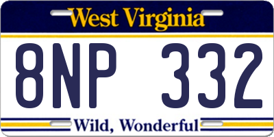 WV license plate 8NP332