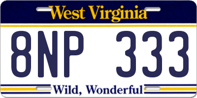 WV license plate 8NP333