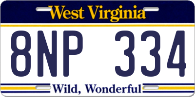 WV license plate 8NP334